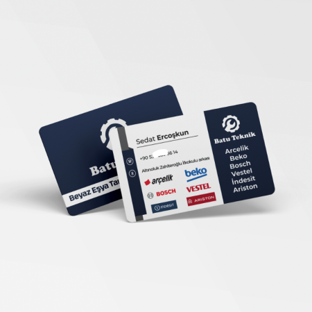 700 gr Çift Yön Oval Kesim Kalın Kartvizit Tesisat Teknik Servis