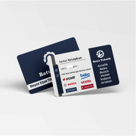 700 gr Çift Yön Oval Kesim Kalın Kartvizit Tesisat Teknik Servis